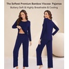 image:imageWiWi Viscose from Bamboo Pajama Sets for Women Super Soft Pjs Short Sleeve with Pants Cooling Sleepwear Loungewear SXXLCnavy