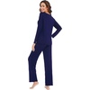 image:imageWiWi Viscose from Bamboo Pajama Sets for Women Super Soft Pjs Short Sleeve with Pants Cooling Sleepwear Loungewear SXXLCnavy
