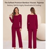 image:imageWiWi Viscose from Bamboo Pajama Sets for Women Super Soft Pjs Short Sleeve with Pants Cooling Sleepwear Loungewear SXXLCwine