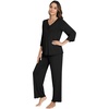 image:imageWiWi Viscose from Bamboo Pajama Sets for Women Super Soft Pjs Short Sleeve with Pants Cooling Sleepwear Loungewear SXXLDblack