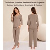 image:imageWiWi Viscose from Bamboo Pajama Sets for Women Super Soft Pjs Short Sleeve with Pants Cooling Sleepwear Loungewear SXXLDcamel