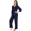 image:imageWiWi Viscose from Bamboo Pajama Sets for Women Super Soft Pjs Short Sleeve with Pants Cooling Sleepwear Loungewear SXXLDnavy