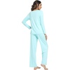 image:imageWiWi Viscose from Bamboo Pajamas Sets for Women Soft Long Sleeve Sleepwear and Pants Pjs Lounge Set Loungewear SXXLAqua