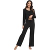 image:imageWiWi Viscose from Bamboo Pajamas Sets for Women Soft Long Sleeve Sleepwear and Pants Pjs Lounge Set Loungewear SXXLBlack