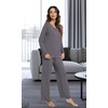 image:imageWiWi Viscose from Bamboo Pajamas Sets for Women Soft Long Sleeve Sleepwear and Pants Pjs Lounge Set Loungewear SXXLDark Grey