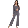 image:imageWiWi Viscose from Bamboo Pajamas Sets for Women Soft Long Sleeve Sleepwear and Pants Pjs Lounge Set Loungewear SXXLDark Grey