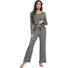 image:imageWiWi Viscose from Bamboo Pajamas Sets for Women Soft Long Sleeve Sleepwear and Pants Pjs Lounge Set Loungewear SXXLDark Heather Grey