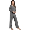 image:imageWiWi Viscose from Bamboo Pajamas Sets for Women Soft Long Sleeve Sleepwear and Pants Pjs Lounge Set Loungewear SXXLDark Heather Grey