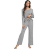 image:imageWiWi Viscose from Bamboo Pajamas Sets for Women Soft Long Sleeve Sleepwear and Pants Pjs Lounge Set Loungewear SXXLHeather Grey
