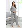 image:imageWiWi Viscose from Bamboo Pajamas Sets for Women Soft Long Sleeve Sleepwear and Pants Pjs Lounge Set Loungewear SXXLHeather Grey