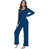 image:imageWiWi Viscose from Bamboo Pajamas Sets for Women Soft Long Sleeve Sleepwear and Pants Pjs Lounge Set Loungewear SXXLInk Blue