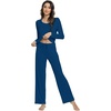 image:imageWiWi Viscose from Bamboo Pajamas Sets for Women Soft Long Sleeve Sleepwear and Pants Pjs Lounge Set Loungewear SXXLInk Blue
