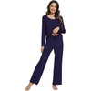 image:imageWiWi Viscose from Bamboo Pajamas Sets for Women Soft Long Sleeve Sleepwear and Pants Pjs Lounge Set Loungewear SXXLNavy
