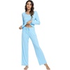 image:imageWiWi Viscose from Bamboo Pajamas Sets for Women Soft Long Sleeve Sleepwear and Pants Pjs Lounge Set Loungewear SXXLPale Blue