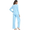 image:imageWiWi Viscose from Bamboo Pajamas Sets for Women Soft Long Sleeve Sleepwear and Pants Pjs Lounge Set Loungewear SXXLPale Blue