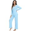 image:imageWiWi Viscose from Bamboo Pajamas Sets for Women Soft Long Sleeve Sleepwear and Pants Pjs Lounge Set Loungewear SXXLPale Blue