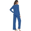 image:imageWiWi Viscose from Bamboo Pajamas Sets for Women Soft Long Sleeve Sleepwear and Pants Pjs Lounge Set Loungewear SXXLPrussian Blue