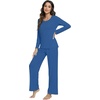 image:imageWiWi Viscose from Bamboo Pajamas Sets for Women Soft Long Sleeve Sleepwear and Pants Pjs Lounge Set Loungewear SXXLPrussian Blue