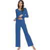 image:imageWiWi Viscose from Bamboo Pajamas Sets for Women Soft Long Sleeve Sleepwear and Pants Pjs Lounge Set Loungewear SXXLPrussian Blue