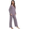 image:imageWiWi Viscose from Bamboo Pajamas Sets for Women Soft Long Sleeve Sleepwear and Pants Pjs Lounge Set Loungewear SXXLPurplish Grey