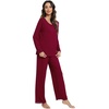 image:imageWiWi Viscose from Bamboo Pajamas Sets for Women Soft Long Sleeve Sleepwear and Pants Pjs Lounge Set Loungewear SXXLWine
