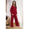 image:imageWiWi Viscose from Bamboo Pajamas Sets for Women Soft Long Sleeve Sleepwear and Pants Pjs Lounge Set Loungewear SXXLWine Red