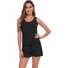 image:imageWiWi Viscose from Bamboo Pajamas for Women Tank Top and Shorts Pajama Set Soft Sleepwear SXXLAblack