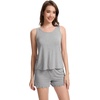 image:imageWiWi Viscose from Bamboo Pajamas for Women Tank Top and Shorts Pajama Set Soft Sleepwear SXXLAheather Grey