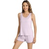 image:imageWiWi Viscose from Bamboo Pajamas for Women Tank Top and Shorts Pajama Set Soft Sleepwear SXXLApale Lilac