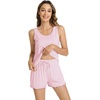 image:imageWiWi Viscose from Bamboo Pajamas for Women Tank Top and Shorts Pajama Set Soft Sleepwear SXXLApink