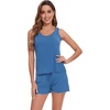 image:imageWiWi Viscose from Bamboo Pajamas for Women Tank Top and Shorts Pajama Set Soft Sleepwear SXXLAprussian Blue
