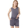 image:imageWiWi Viscose from Bamboo Pajamas for Women Tank Top and Shorts Pajama Set Soft Sleepwear SXXLBdark Grey