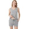 image:imageWiWi Viscose from Bamboo Pajamas for Women Tank Top and Shorts Pajama Set Soft Sleepwear SXXLBheather Grey