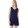 image:imageWiWi Viscose from Bamboo Pajamas for Women Tank Top and Shorts Pajama Set Soft Sleepwear SXXLBnavy