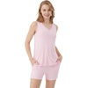 image:imageWiWi Viscose from Bamboo Pajamas for Women Tank Top and Shorts Pajama Set Soft Sleepwear SXXLBpink