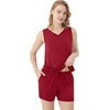 image:imageWiWi Viscose from Bamboo Pajamas for Women Tank Top and Shorts Pajama Set Soft Sleepwear SXXLBwine Red