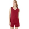 image:imageWiWi Viscose from Bamboo Pajamas for Women Tank Top and Shorts Pajama Set Soft Sleepwear SXXLBwine Red