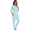 image:imageWiWi Viscose from Bamboo Womens Cute Pajamas Set 34 Sleeve Vneck Sets Moisture Pjs SXXLAqua