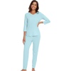 image:imageWiWi Viscose from Bamboo Womens Cute Pajamas Set 34 Sleeve Vneck Sets Moisture Pjs SXXLAqua
