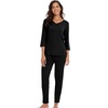 image:imageWiWi Viscose from Bamboo Womens Cute Pajamas Set 34 Sleeve Vneck Sets Moisture Pjs SXXLBlack
