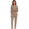 image:imageWiWi Viscose from Bamboo Womens Cute Pajamas Set 34 Sleeve Vneck Sets Moisture Pjs SXXLCamel