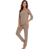 image:imageWiWi Viscose from Bamboo Womens Cute Pajamas Set 34 Sleeve Vneck Sets Moisture Pjs SXXLCamel