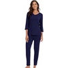 image:imageWiWi Viscose from Bamboo Womens Cute Pajamas Set 34 Sleeve Vneck Sets Moisture Pjs SXXLNavy