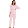 image:imageWiWi Viscose from Bamboo Womens Cute Pajamas Set 34 Sleeve Vneck Sets Moisture Pjs SXXLPink