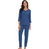 image:imageWiWi Viscose from Bamboo Womens Cute Pajamas Set 34 Sleeve Vneck Sets Moisture Pjs SXXLPrussian Blue