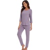 image:imageWiWi Viscose from Bamboo Womens Cute Pajamas Set 34 Sleeve Vneck Sets Moisture Pjs SXXLViolet