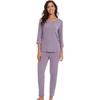 image:imageWiWi Viscose from Bamboo Womens Cute Pajamas Set 34 Sleeve Vneck Sets Moisture Pjs SXXLViolet