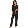 image:imageWiWi Viscose from Bamboo Womens Pajamas Set Super Soft 34 Sleeve Tops and Pants Sleepwear Cooling Pjs with Pockets SXXLBlack