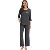 image:imageWiWi Viscose from Bamboo Womens Pajamas Set Super Soft 34 Sleeve Tops and Pants Sleepwear Cooling Pjs with Pockets SXXLCharcoal