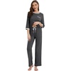 image:imageWiWi Viscose from Bamboo Womens Pajamas Set Super Soft 34 Sleeve Tops and Pants Sleepwear Cooling Pjs with Pockets SXXLCharcoal
